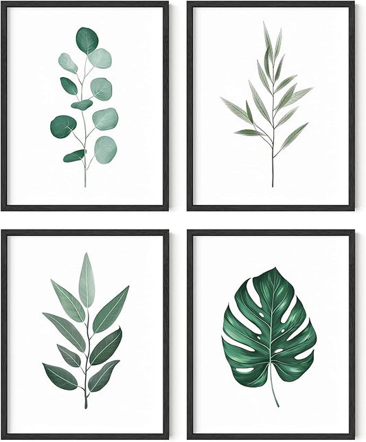 HAUS AND HUES Framed Botanical Wall Art – Plant Wall Decor, Tropical Wall Art, Leaf Wall Art, Green Leaves Pictures, Plant Pictures Wall Art, Leaves Print, Sage Green Wall Art, (11x14, Black Framed)