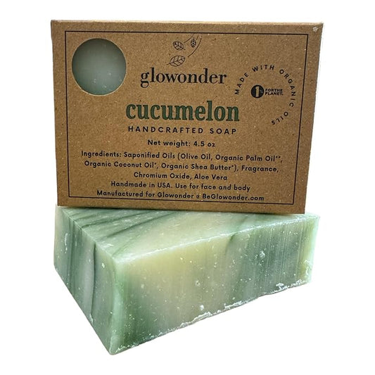 1 Pack Cucumelon Handmade Organic Bar Soap for Face and Body - Moisturizing, All-Natural, Cruelty-Free - Botanical Ingredients - Shower, Bath, Hand Soaps, Gifts - 4.5 oz