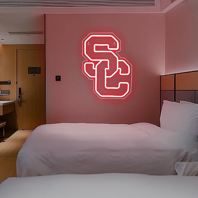 University Neon Signs,College Neon LED Sign,University Football Team Logo Neon,City Name Signs for Man Cave,Room,Dorm Decor for College Students,Signs for Men,Size 13.77 * 10.23in(XD114)