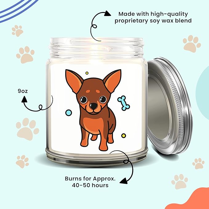1OAK Lavender Scented Candles - Dog Mom Gifts for Women - Dog Candle - Made in USA (Chihuahua)