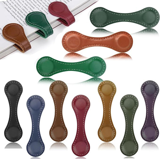 10PCS Magnetic Bookmarks, Leather Magnetic Bookmarks for Women, Double-Sided Magnetic Book Mark Clip Gift for Book Lover Readers Men Women Teachers Students, Book Accessories