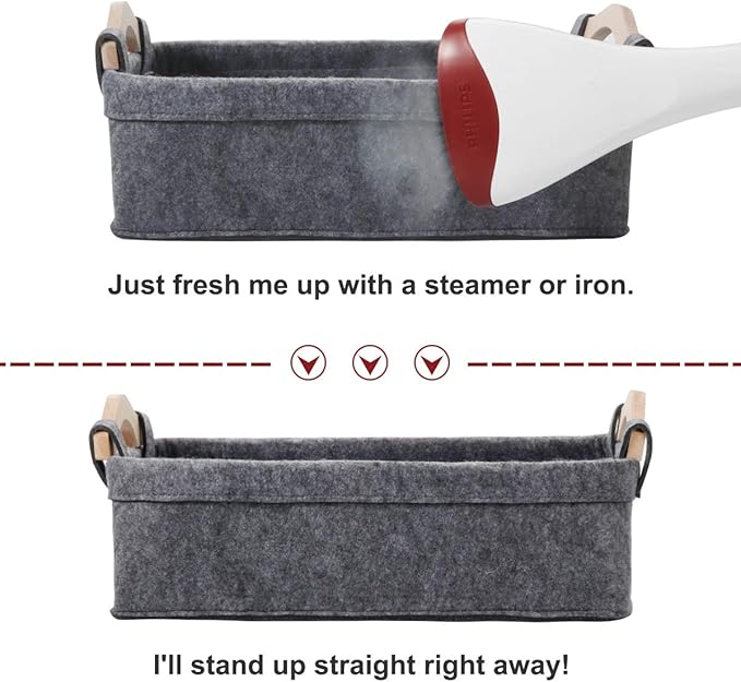 Small Storage Basket Soft Felt Collapsible Baskets Storage Bins for Cellphone Earphone Chargers Cables Make Up Shelf Fabric Drawers Storage Baskets Cute Storage Baskets Light Gray