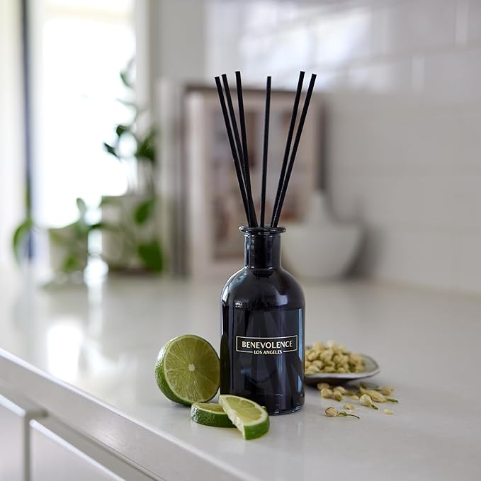 Benevolence LA Reed Diffusers for Home, Bergamot & Jasmine Relaxing Fragrance | Aromatherapy Reed Diffuser Sticks with Gift Box, Scented Sticks for Bathroom | Home Decor