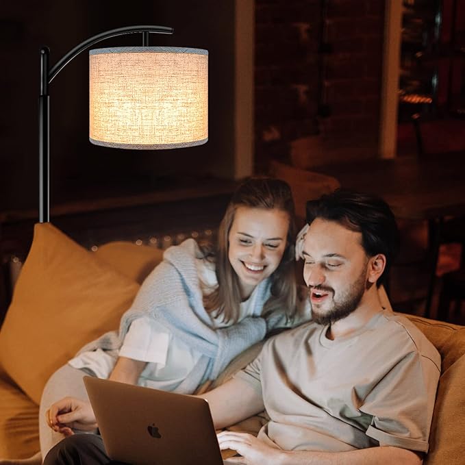 ROTTOGOON Floor Lamp for Living Room, 4 Color Temperature LED Floor Lamp with Remote Control & Foot Switch, LED Bulb Included, Modern Standing Lamp for Bedroom, Study Room, Office - Black