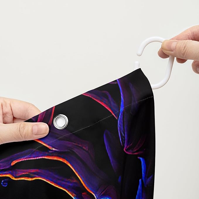 AILONEN Mushroom Skull Shower Curtain for Bathroom,Purple Mushroom Skull Bath Curtain,Fantasy Fairy Skull Skeleton Decoration Bathroom Waterproof Shower Curtain with 12 Plastic Hooks, 72" W*96" H