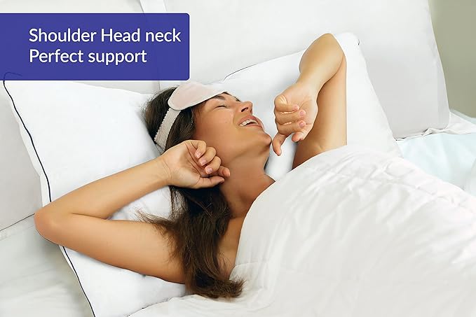 ROYALE LINENS Pillows Standard Size Set of 2 - Bed Pillows for Sleeping - Piping Pillow for Back, Stomach & Side Sleepers - Down Alternative Standard Pillow - Hotel Quality (20x26 Inches,Pack of 2)