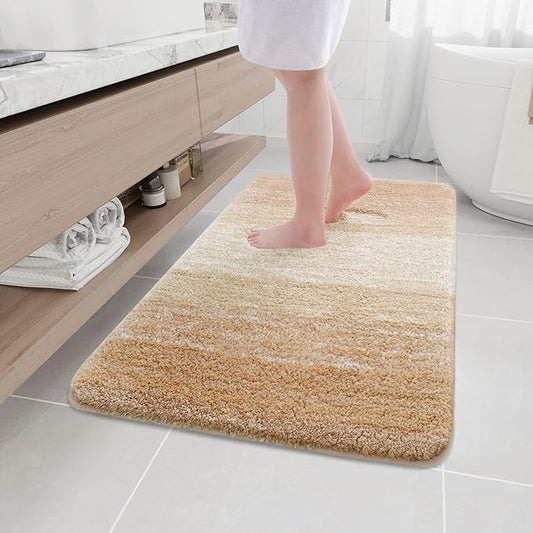 Arotive Microfiber Bathroom Rugs, Shaggy Soft and Absorbent Bath Rug, Non-Slip, Thick Plush Machine Washable Dry Bath Mats for Bathroom, Tub and Shower, 44x32, Beige