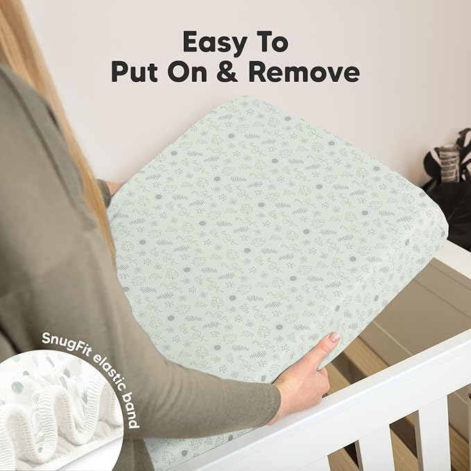 2-Pack Organic Crib Sheets for Boys, Girls - Jersey Fitted Crib Sheet, Baby Crib Sheets Neutral, Crib Mattress Sheet, Cotton Crib Sheets, Breathable Crib Sheet, Baby Mattress Sheets (Tropic Oasis)