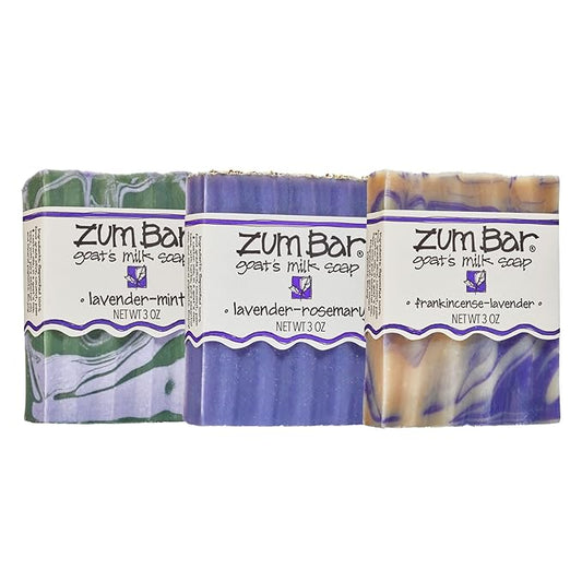 Indigo Wild Zum Bar Goat's Milk Soap - Lavender Blends - Frankincense, Rosemary, Mint - 3 oz (3 Pack)