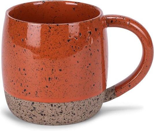 Elanze Designs Speckled Raw Bottom 17 ounce Ceramic Mug, Burnt Orange