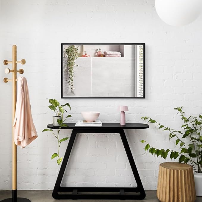 AAZZKANG Large Mirrors for Wall Black 28"x20" Rectangle Metal Framed Mirror Decorative for Bedroom Living Room Entryway Hanging Vertically or Horizontally