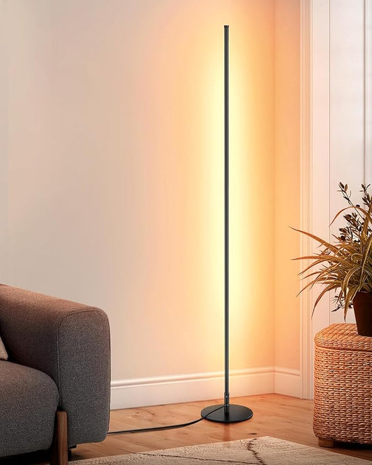 DEWENWILS LED Corner Floor Lamp, 57.5" Minimalist Dimmable Light, Standing Tall Lamp for Living Room, Bedroom, Office, 3000K Warm White Light (Black)