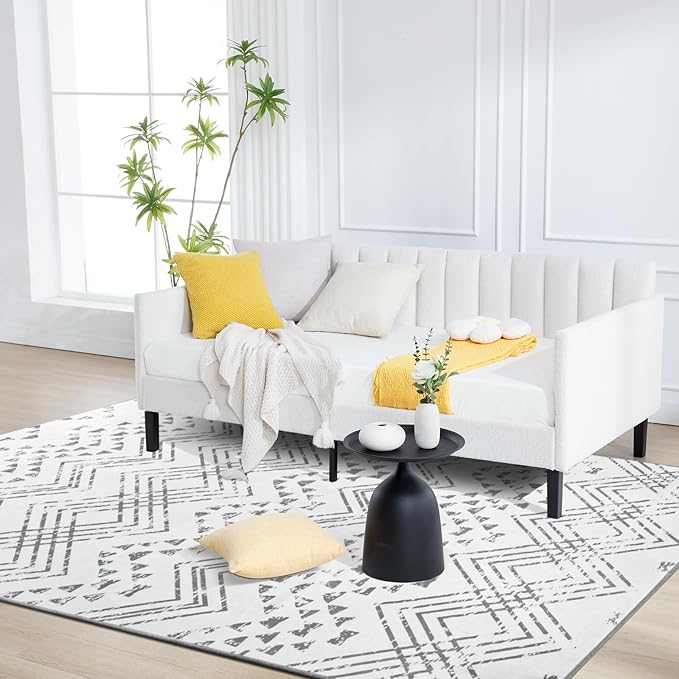 Area Rug Living Room Rugs Large Soft Boho Farmhouse Indoor Floor Rug (Gray, 5'x7')
