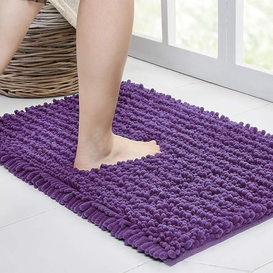 Walensee Large Bathroom Rug Non Slip Bath Mat (72x24 Inch Lavender) Water Absorbent Super Soft Shaggy Chenille Machine Washable Dry Extra Thick Perfect Absorbant Best Plush Carpet for Shower Floor