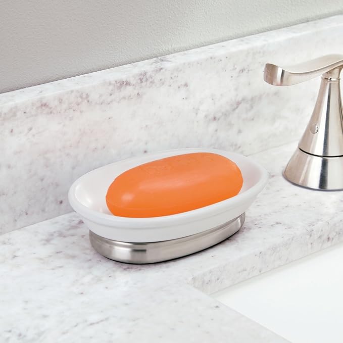 iDesign Soap Dish for Bar Soap – York Collection – White
