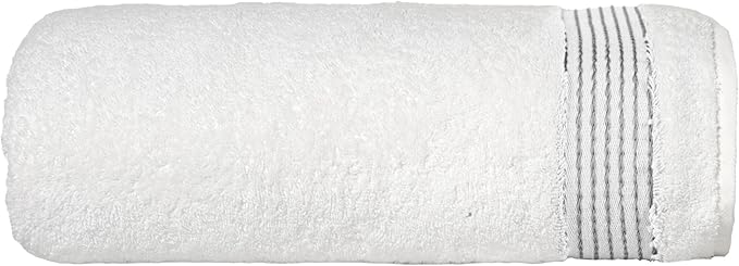 Elegant Comfort Premium Turkish Cotton 1 Piece Jumbo Bath Towel - 35 x 70 inch, Luxurious Hotel Spa Quality 100% Turkish Cotton Large Bath Towel - Highly Absorbent - Soft Bathroom Towel, White/Gray