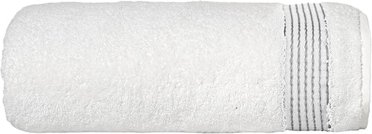 Elegant Comfort Premium Turkish Cotton 1 Piece Jumbo Bath Towel - 35 x 70 inch, Luxurious Hotel Spa Quality 100% Turkish Cotton Large Bath Towel - Highly Absorbent - Soft Bathroom Towel, White/Gray