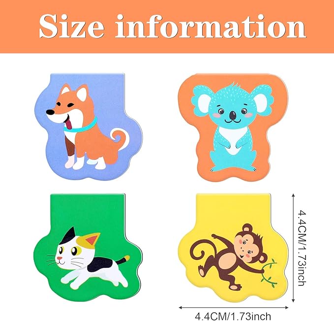 60 Pieces Magnetic Bookmarks Cute Animal Magnet Page Markers Cartoon Page Clips Bookmark for Kids Student Office Reading Stationery Rewards Supplies