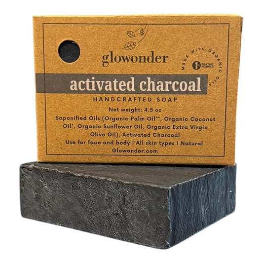 1 Pack Activated Charcoal Handmade Organic Bar Soap for Face and Body - Moisturizing, All-Natural, Cruelty-Free - Botanical Ingredients - Shower, Bath, Hand Soaps, Gifts - 4.5 oz