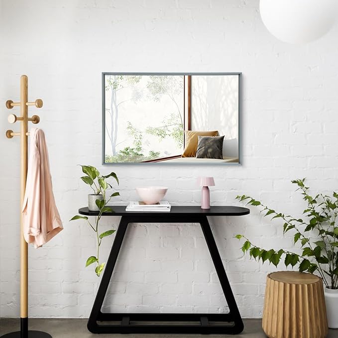 AAZZKANG Rectangle Metal Framed Mirrors 28"x20" for Wall Modern Hanging Mirror with Aluminum Frame for Bathroom Bedroom Living Room Entryway Home Decor