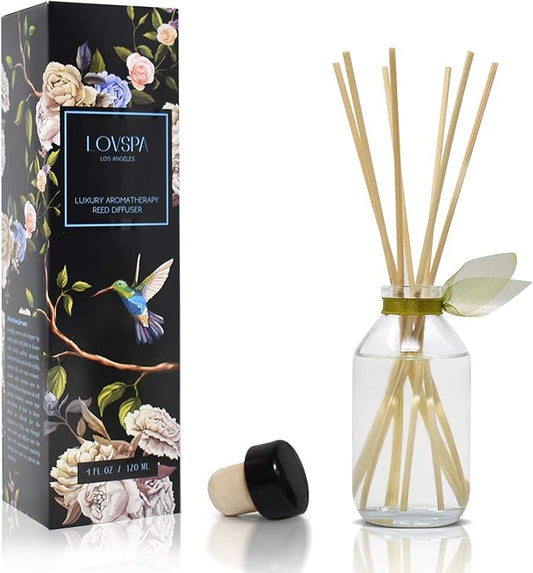 LOVSPA Sage & Lemongrass Reed Diffuser Set - Lemon, Kiwi, Clary Sage & Lemongrass Scent Diffuser - Reed Diffusers for Home with Long Lasting Fragrance - Non-Toxic Oil Reed Diffuser - Made in The USA