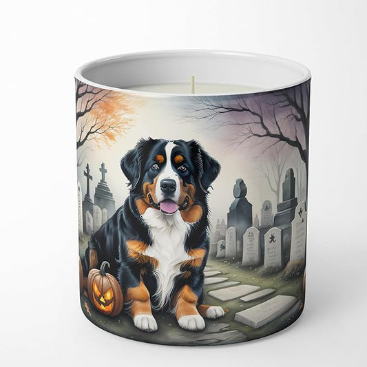 Caroline's Treasures DAC2014CDL Bernese Mountain Dog Spooky Halloween Decorative Soy Candle Nature Soy Wax Essential Oil Home Decor Ideal for Bedroom Kitchen Bath Office Gift, 10 oz