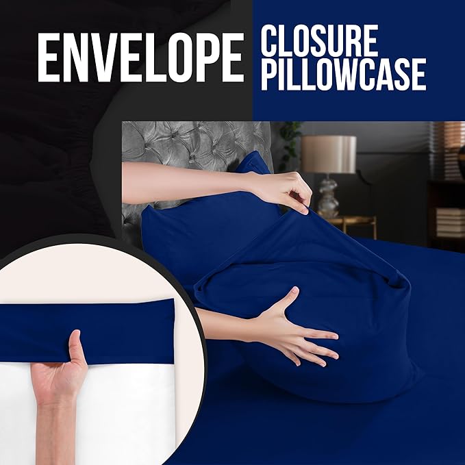 Utopia Bedding King Pillow Cases - 2 Pack - Envelope Closure - Soft Brushed Microfiber Fabric - Shrinkage and Fade Resistant Pillow Covers 20 X 40 Inches (King, Royal Blue)
