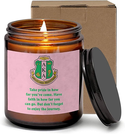 AKA Sorority Gifts Scented Candle for Women Girl,1908 Pink Green 7oz Candles, Inspirational Birthday Christmas Gifts for Sister Friends (Take Pride)