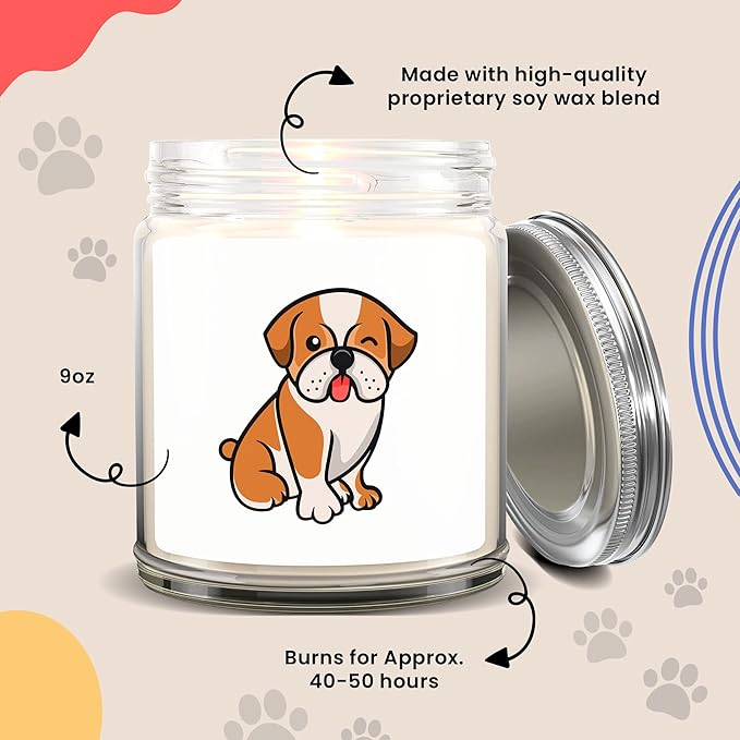 1OAK Lavender Scented Candles - Dog Mom Gifts for Women (Bulldog)