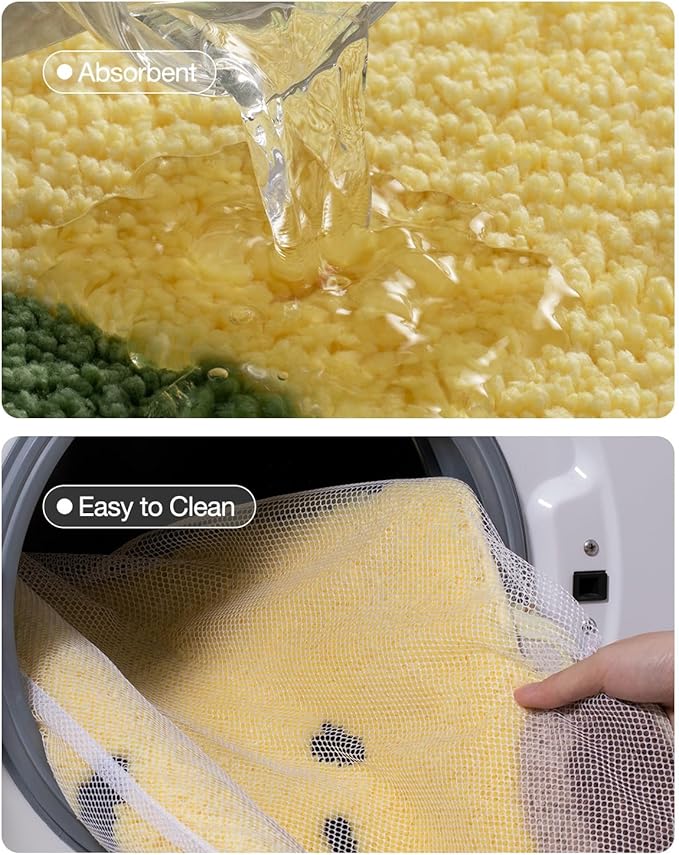 LUMI Cute Bathroom Rugs, Funny Fruit Rug, Soft Plush Fluffy Yellow Bath Mat, Absorbent, Non-Slip for Bathroom, Kitchen Sink, Bedroom, Kid's Bedroom, and Living Room, 19.5"x23.5", Lemmy