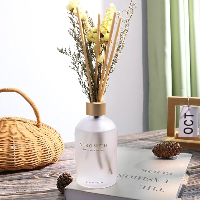 Reed Diffuser - Lavender&Olive 6.76oz（200ml） 2 Packs Flower Essential Oil Reed Diffuser Set with 16 Sticks - Long Lasting Fragrance for Home Bedroom Bathroom Room Shelf Decor