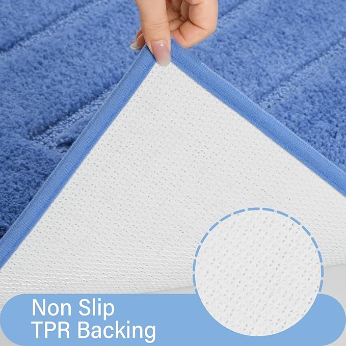 HOMORE Bathroom Runner Rug 24x60 Inch Soft Absorbent Bathroom Rug Runner, Blue Washable Bath Runners Rugs Non Slip Long Bath Rugs for Shower Tub