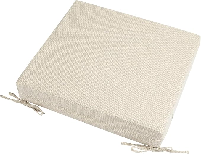 Patio Cushion Covers with Ties, 2 Pack, Outdoor Water Resistant Deep Seat Chair Cushion Slipcover 22x20x4 Inch for Garden Couch Sofa (Replacement Cover Only)-Cream
