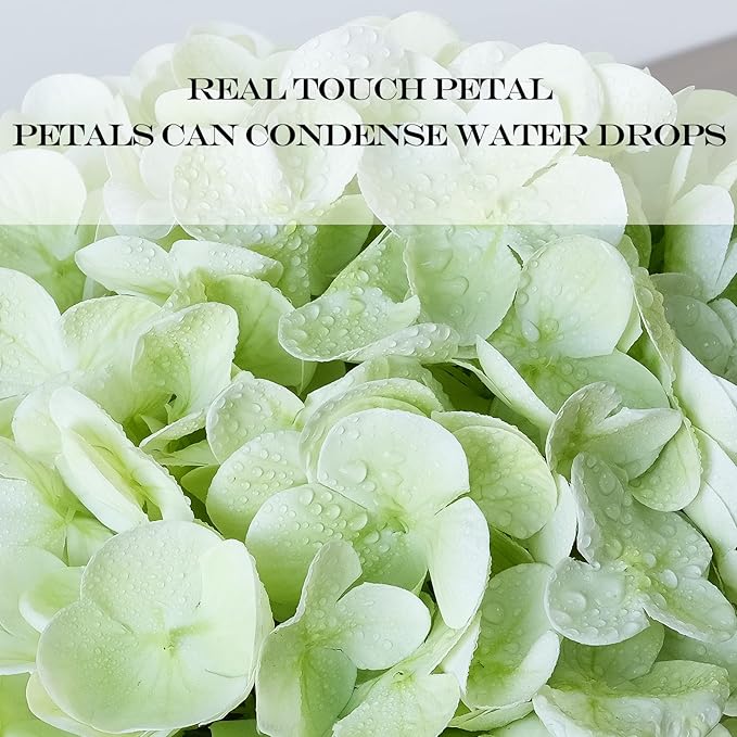3Pcs Light Green Faux Hydrangea Flowers,21” Latex Real Touch Large Silk Royal Hydrangea Artificial Flowers,Spring Fake Flowers Bouquet for Centerpieces Table Wedding Kitchen Home