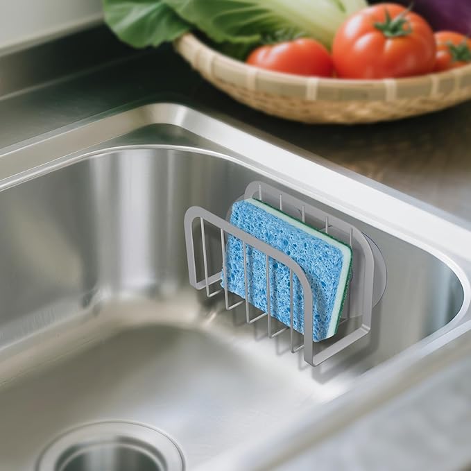 Sponge Holder for Kitchen Sink,Sink Organizer,Kitchen Sponge Holder (Silver)