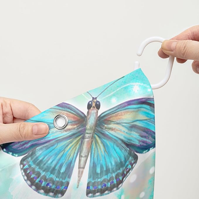 AILONEN Butterfly Shower Curtain,Rainbow Butterfly Bath Curtain,Modern Tie Dye Butterfly Art Decorative Shower Curtain with 12 Plastic Hooks (Kids/Girls/Women/Teen/) 72" W*84" H