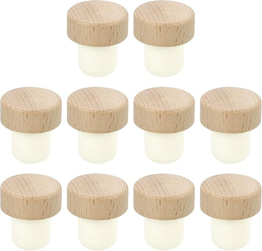 uxcell 16Pcs T-shaped Stoppers, 0.75inch Dia Cork Wine Stopper Reusable Wine Bottle Rubber Corks Sealing Plug for Wine Beer Beverage Bottle Crafts, Wood Color