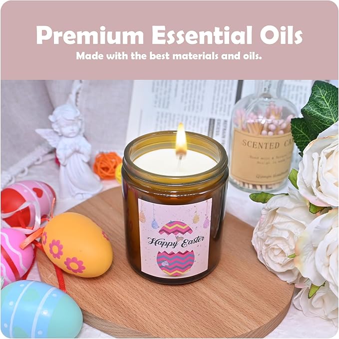 Easter Scented Candle, Spring Floral Collection Soy Aromatherapy Candles, Long Lasting Fresh Scent for Home Decor and Holiday Gifts (7oz, Lavender)