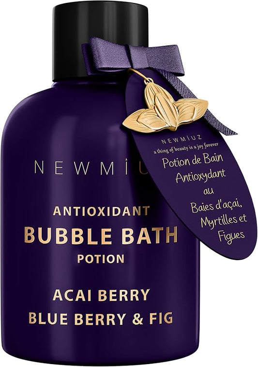 Antioxidant Bubble Bath Long Lasting Foam with Acai Berry Blueberry Fig Essential Oils Detox Hydrating Relaxing Stress Relief Self Care Spa Gift