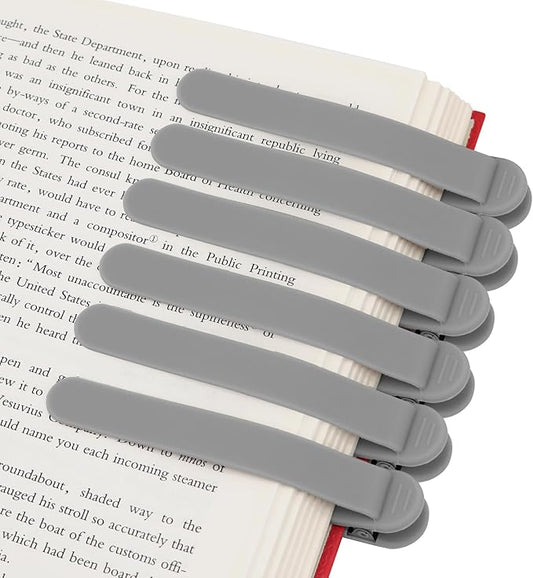 SMUK 6pcs Automatic Silicone Bookmarks for Women, Creative Book Marks Clip for Reading Lovers Men Women Teens, Unique Book Page Markers Book Mark Gifts for Book Lovers