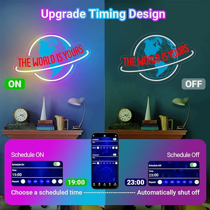 The World is Yours Neon Sign, Remote Planet LED Neon Light Lamp for Wall Decor, USB Power for Man Cave Home Bar Bistro Club Cafe Wedding Game Room Bedroom Birthday Gift Graduation Party (Multicolor)