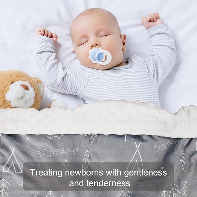 Baby Blanket for Boys Girls (Tent Printed, 30"x40") with Double Layer Dotted Backing Soft Plush Minky Blanket for Toddlers Newborn