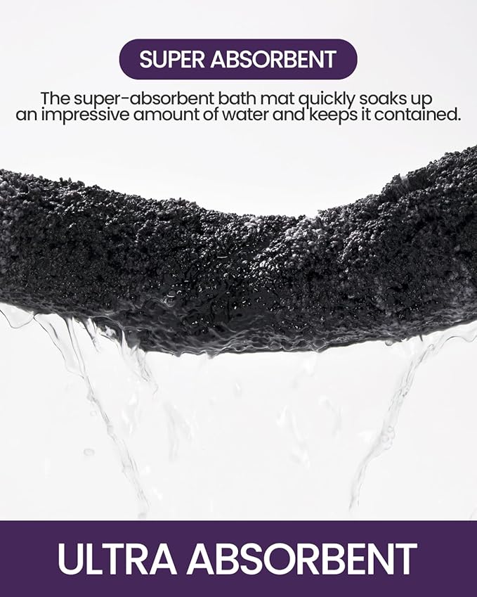 DEXI Soft Plush Bathroom Mat, Non Slip Washable Bath Rug, Absorbent Bathmat for Shower Tub Sink Toilet, 17x30, Black