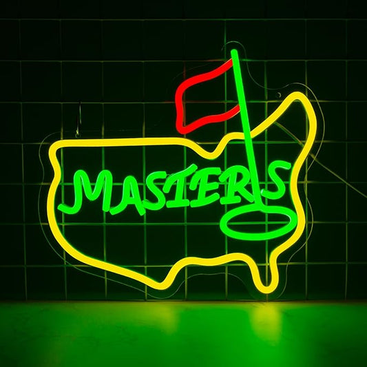 Masters Neon Sign, Golf Neon Signs For Wall Decor, Sports Led Light Up Signs for Bar Golf Club Home Party Decorations Gifts