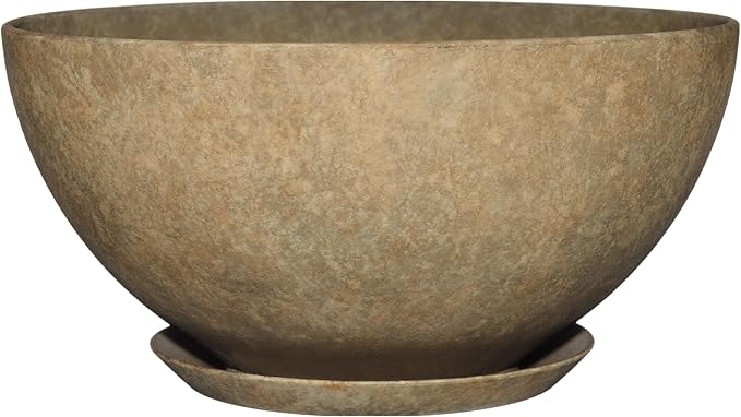 Classic Home and Garden Rosie Modern Planter w/Drainage - Contemporary Planter Bowls - Shallow Round Vases for Small Plants - Versatile Indoor & Outdoor Pots (10” Earth)