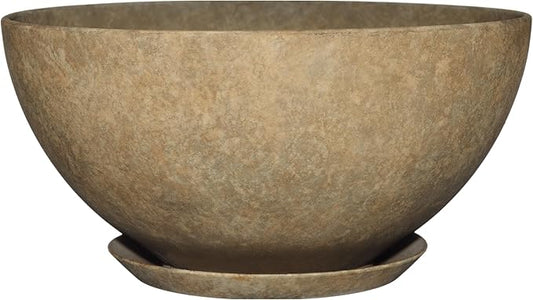 Classic Home and Garden Rosie Modern Planter w/Drainage - Contemporary Planter Bowls - Shallow Round Vases for Small Plants - Versatile Indoor & Outdoor Pots (10” Earth)