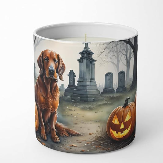 Caroline's Treasures DAC2044CDL Irish Setter Spooky Halloween Decorative Soy Candle Nature Soy Wax Essential Oil Home Decor Ideal for Bedroom Kitchen Bath Office Gift, 10 oz