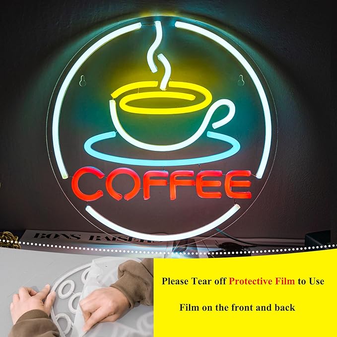 Coffee Neon Sign LED Light UP for Wall Decor Neon for Coffee Bar Station Shop LED Neon Sign Light Up for Cafe Shop Home Decor