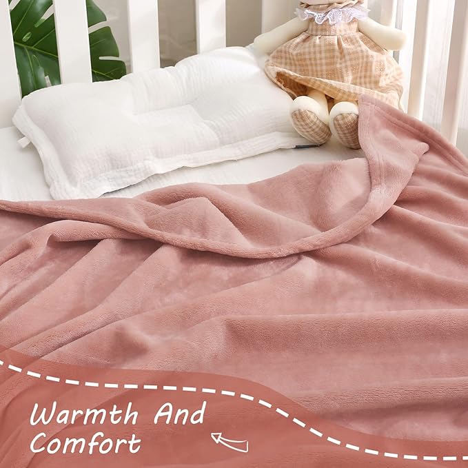 Exclusivo Mezcla Fleece Throw Blanket for Couch, Super Soft and Warm Blankets, Dusty Pink Throw All Season Use, Cozy, Plush, Lightweight, 40x50 Inches