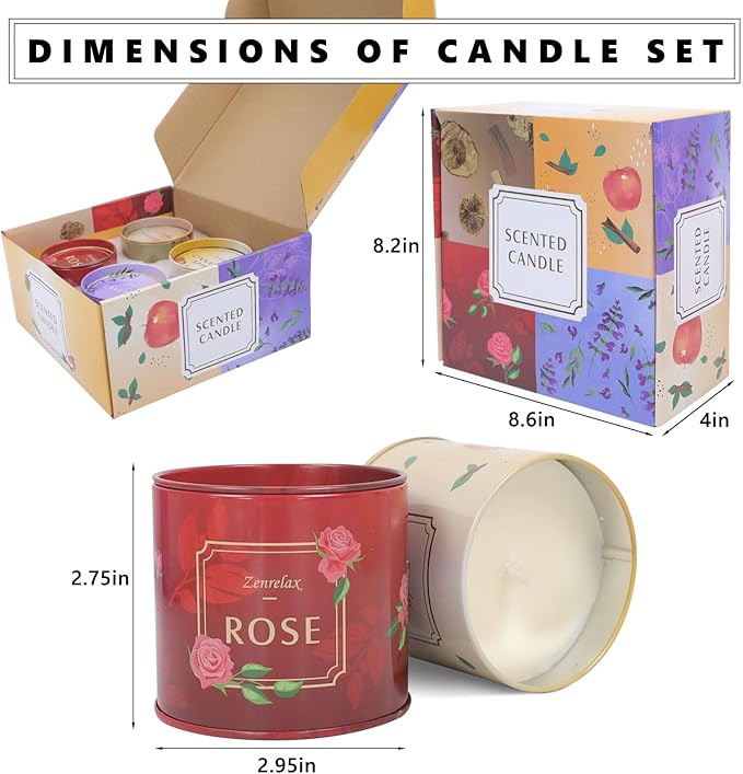 4 Pack Aromatherapy Candles for Home Scented, 200H Long Lasting Soy Candles for Stress Relief, Meditation, Yoga, SPA, Relaxing, Jar Candle Gifts for Women, Birthday, Valentine, Anniversary, Christmas